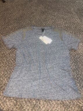 J. Crew Heather Gray Short Sleeve Tee with Gold Stud Shoulders